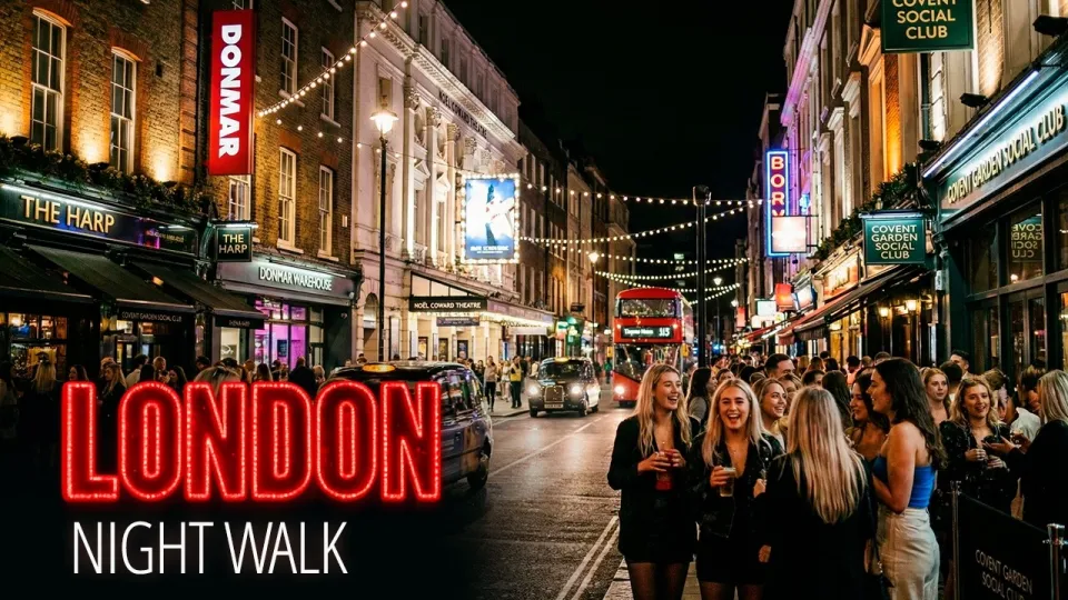 London Walking Tour | West End, Piccadilly Circus & Soho | Central London Night Walk 4K